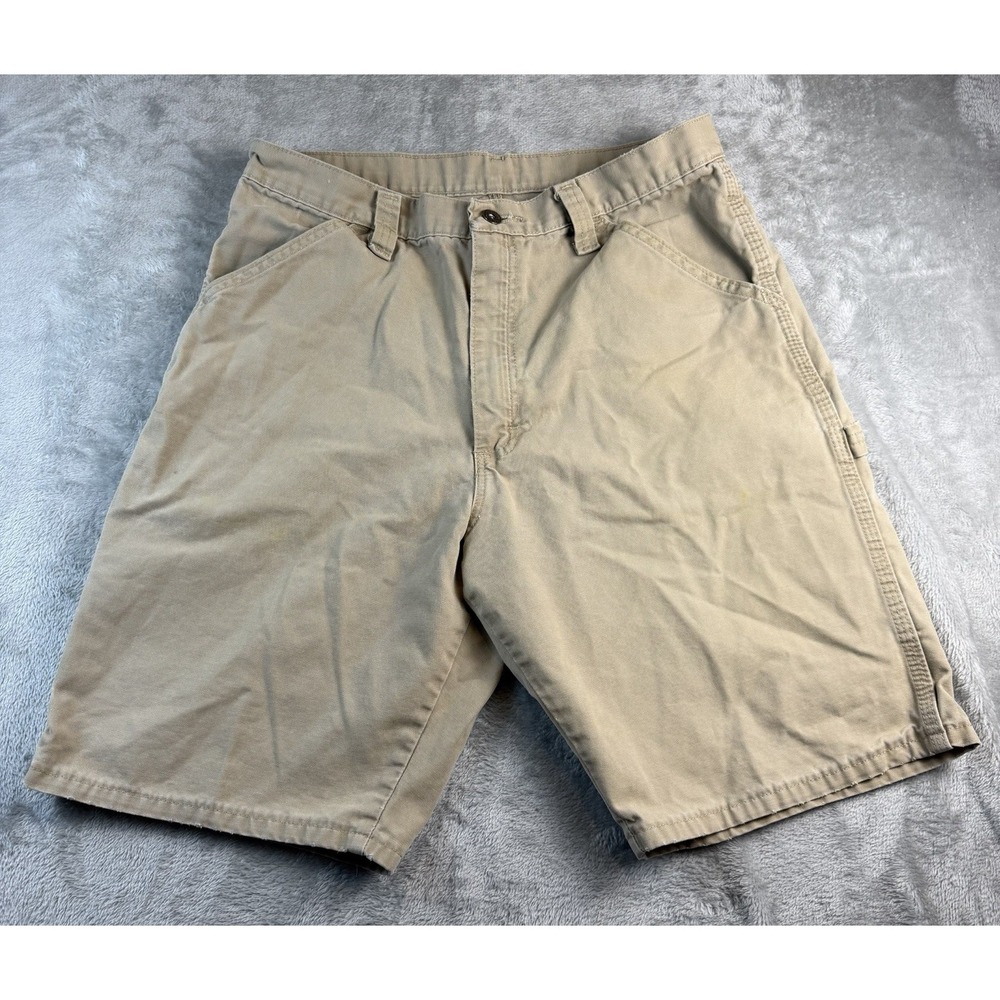 Wrangler Shorts Men's 32 Khaki Tan Cotton Relax Carpenter Work Utility Pockets